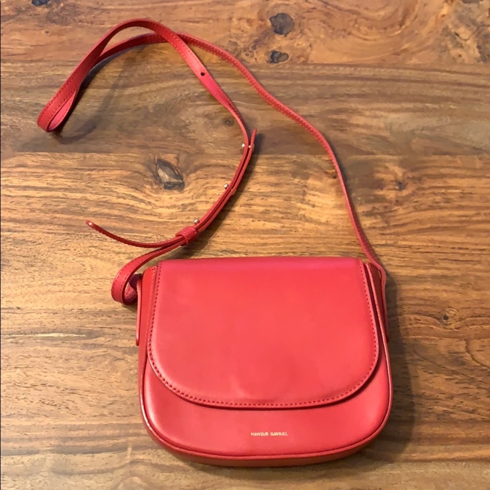 Mansur Gavriel Mini Flap Crossbody Red Flamma